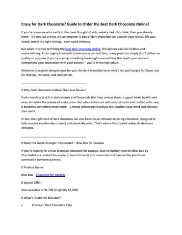 Crazy for Dark Chocolate