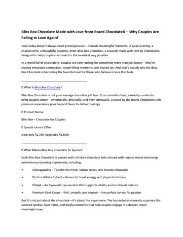 Bliss Box Chocolate Made with Love from Brand ChocolateX