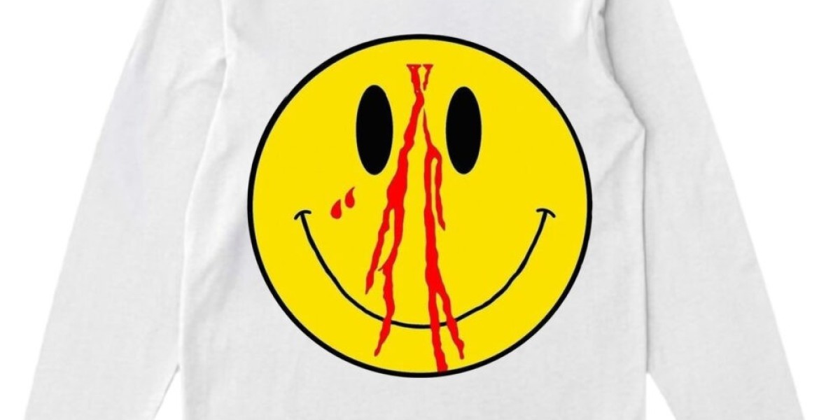 Vlone Blood Smiley Face Sweatshirt White Bold Streetwear Statement